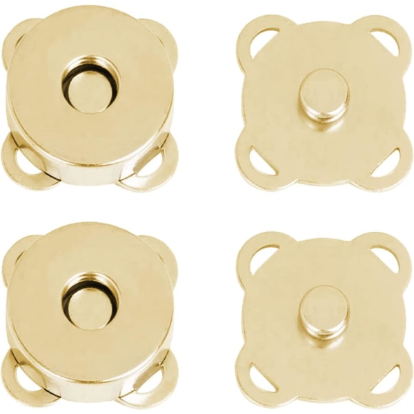 12 set magnetiska tryckknappar sy i magnetiska plommonpåsklämmor knapptryckknappar (15 mm) (guld)