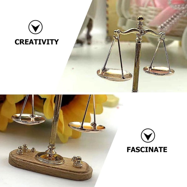 Balancing Toys Mini House Decor Pretend Play Furniture Scales Justice Decor Miniature Balance Scales Toy Brass Weighing Scale