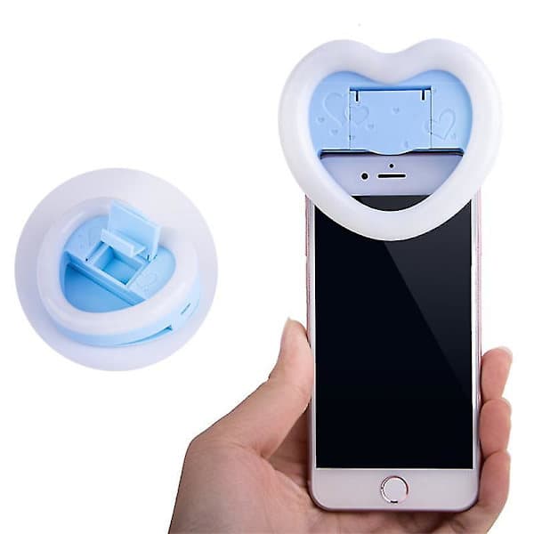 Genopladelig Justerbar Selfie Ring Light Hjerteformet LED Fyldlys til Smartphone