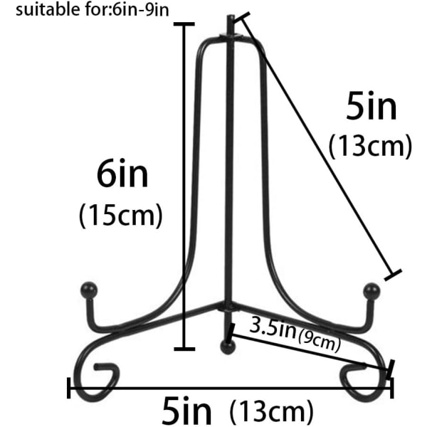 6 tommer sort jernplade standholder staffeli display stand til plade, billede, foto og mere, 4 stk.
