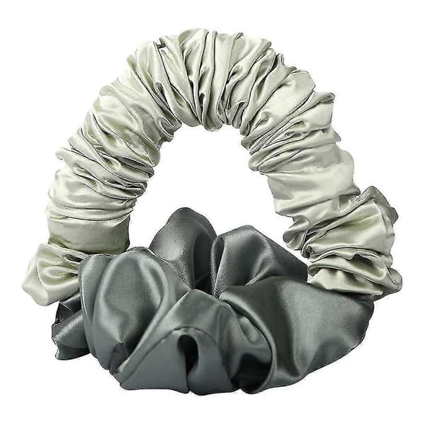 Värmelös Lock Scrunchie Sovande Hårband Satin Elastisk Hårknut Tillbehör Hårrullare Green