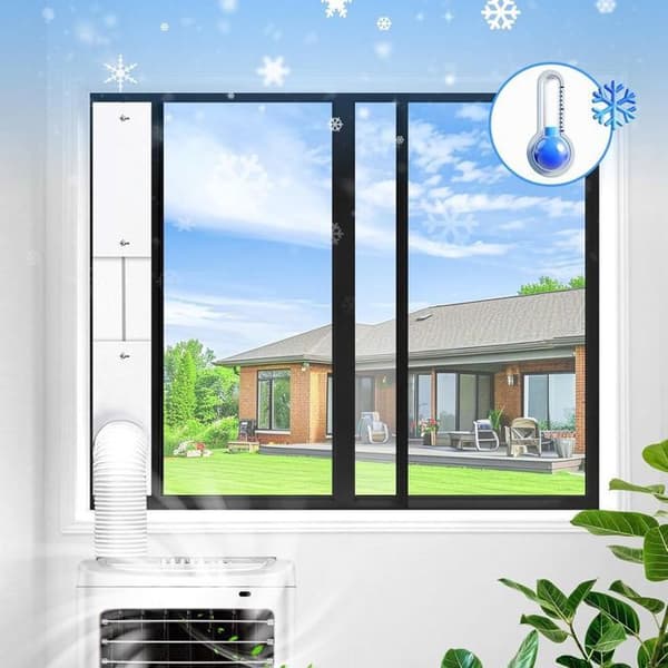 Universelt vinduesforseglingssæt til bærbare klimaanlæg, teleskopiske paneler (55–110 cm), holdbart PVC, effektiv ventilation