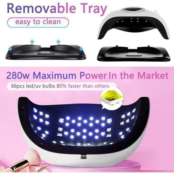 UV negletørrerlampe – 280W Professionel Automatisk LED Negletørrer – Hurtig Tørring – 66 LED'er – Stor LCD-skærm – 4 Timerindstillinger