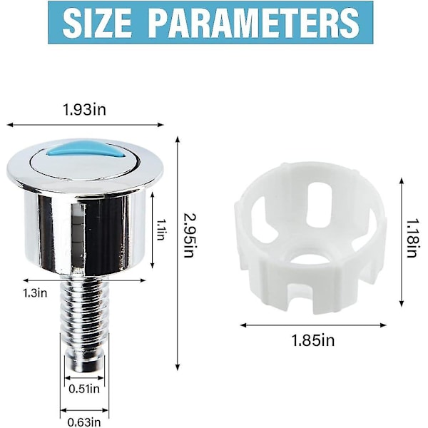 Udskiftning af toiletknapper, trykknap til toiletskyl, udskiftning af toiletskylsystem, kompatibel med Ideal cisterne tank, dobbelt skyl toilet trykknap