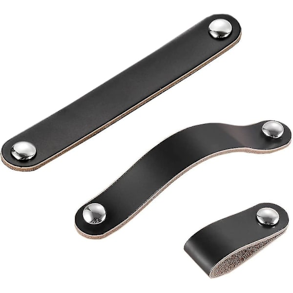 8 stk. Sorte skinnhåndtak 96mm skinnskapstrekk, skuffetrekk, skaptrekk skinnhånd
