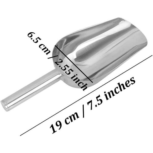 2 stk rustfrie stålis-isskjeer, liten matserveringsskje for kjøkken, bar, bursdagsfest, bryllup og buffet, sølv, 19 cm