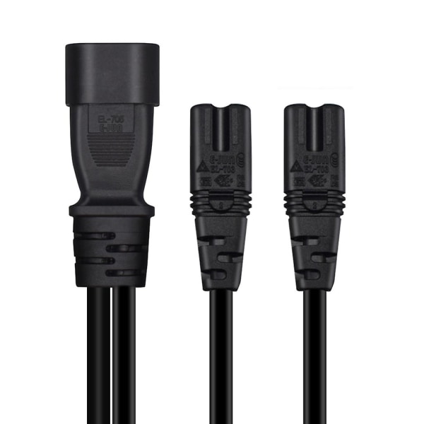 3-polig kontakt IEC320-c14 till IEC320-c7+c7 omvandlare adapter strömkabel