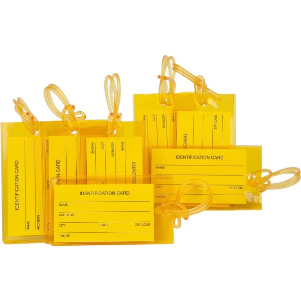 7-pack bagagemærker til kufferter, fleksibelt silikone rejse-id-identifikationsmærke sæt til tasker og bagage – orange