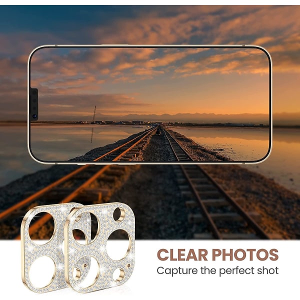 [2 Pack] Bling kameralinsebeskytter kompatibel med Iphone 13 Pro Max 6,7 tommer Gli
