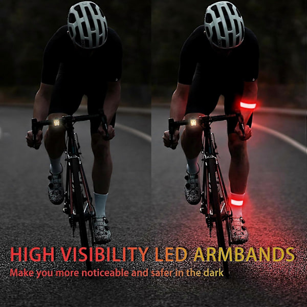 LED-armband för löpning, 2-pack Löpningsljus för löpare Uppladdningsbara reflekterande löpningsutrustning Ljusa upp armband Hög synlighet LED-armband red
