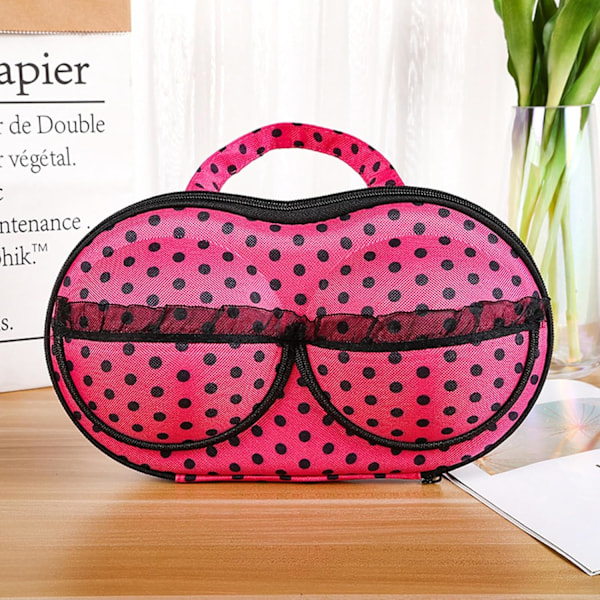 Resväska för behå och underkläder med dragkedja, bärbar behåförvaringsväska med nät, resväska för underkläder för kvinnor, behåar, bikinier Rose Red