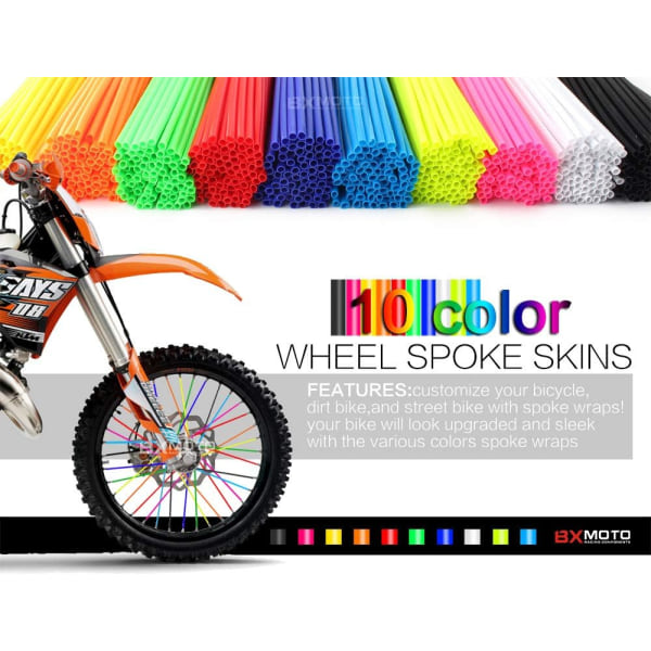 72 st/förpackning Universal hjulfälg ekrar skydd Ekrar omslag Motocross ekrar skinn fälgar för Dirt Bike Mountain Bicycle Motorcykel Dekoration (Grön, 23.7CM)