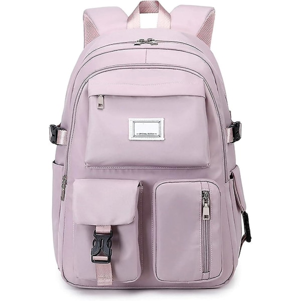 Pigerygsæk skoletasker, rygsæk med stor kapacitet Secondary Middle High School, Multi-pocket rygsæk vandtætte skolerygsække Purple