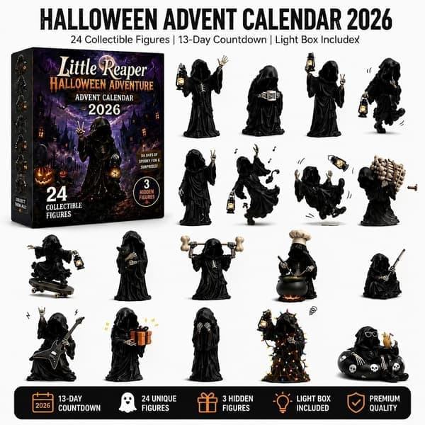 2026 Halloween nedräkningskalender, 3D-dockstil spöke, ljuslåda, spöklik dekor