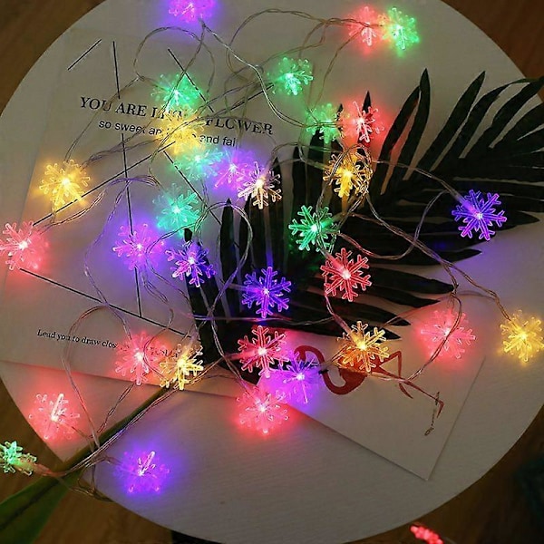 Vedenpitävä aurinkokennovaloketju, kristallipallo, valo puutarhaan, juhlakoriste, ulkokäyttöön USB-3M 20Leds Colorful Snowflake