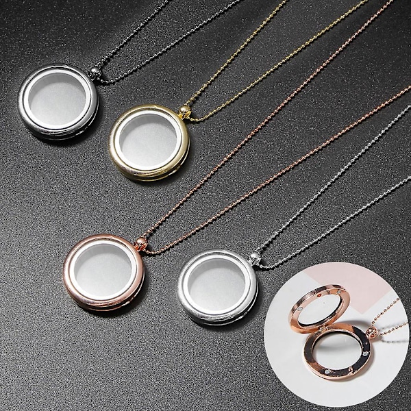Exklusivt Halsband med Glänsande Magnetöppning, Minnesfotobox, Hänge, Rundt Hänge, Smycke, Present till Kvinnor Silver