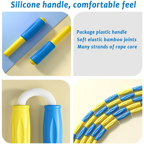 Blød Perle Springtov, Justerbar Tangle-Free Segmenteret Fitness Springtov til Mænd, Kvinder, Børn og Studerende (9 Fod, 280 cm)