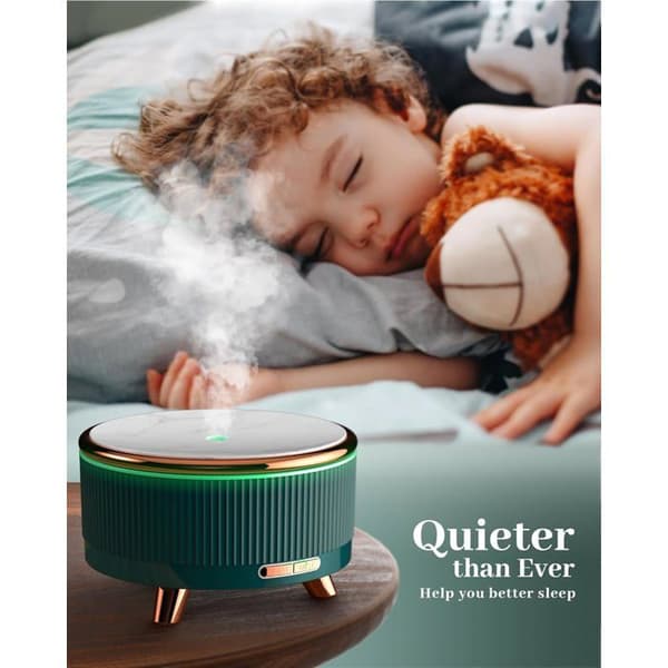 Aromadiffuser, stor kapasitet 500 ml luftfukter, ultralyd eterisk oljediffuser, smaragdgrønn