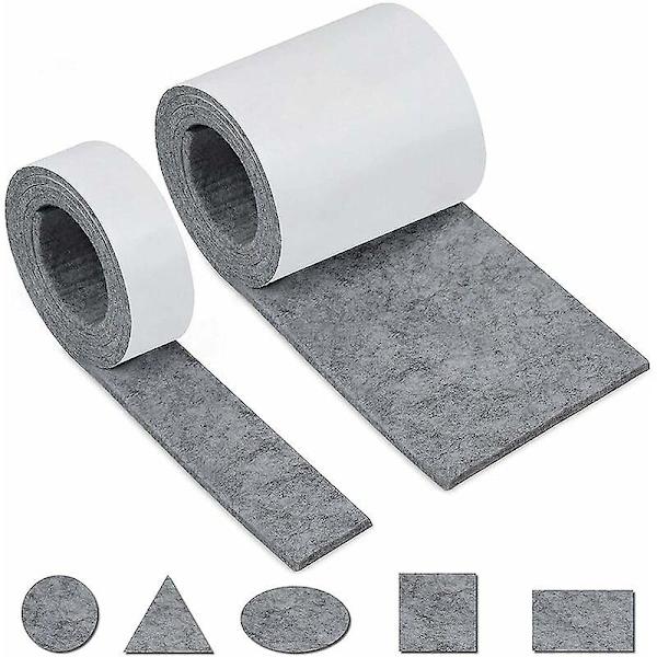 Självhäftande möbeltassar, självhäftande filt 2 rullar 100 10 cm + 100 2 cm gratis att klippa till valfri storlek eller form Filt halkfri dyna för bord stol soffa ben pr