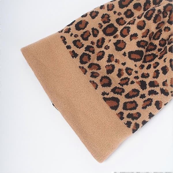 Camel Leopard Dame Uld Strikket Hue Kvinde Varm Strik Mode Beanie til Efterår Vinter