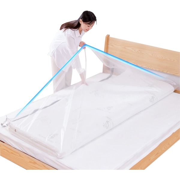 Store Vakuumposer for Madrass Klær Vanntett Forseglelig Gjenbrukbar Plassbesparende Poser, Komprimer Madrass Med 80%, Ingen Vakuumpumpe 220 * 100CM