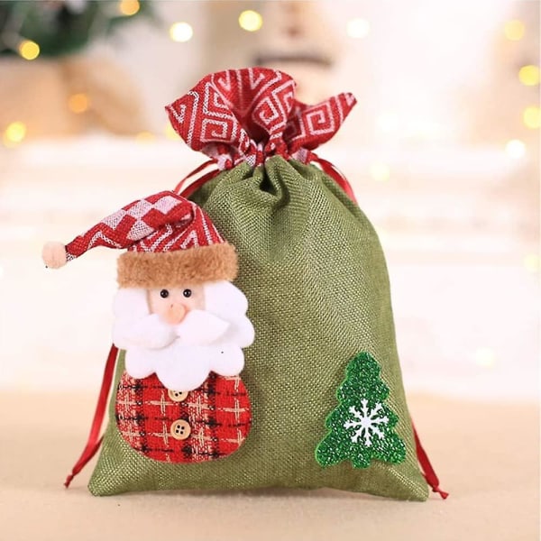 2-pack jultomte och snögubbe presentpåsar, återanvändbar bandslipsdesign julgodspåse