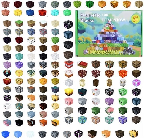 MAGNETISKE KLODSER MINECRAFT TERNINGER 100 KLODSER ARRANGEMENT CUBBT