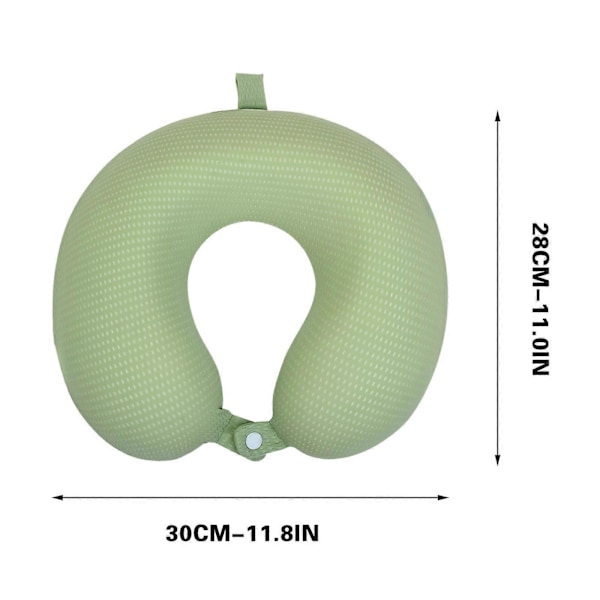 U-formet pute med memory foam, sommeris silke, cervical pute, is silke, sakte kontor nakkepute, lurpute Green