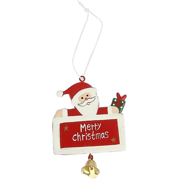 Julgran prydnad tecknad jultomte liten hängande skylt med julklockor hänge