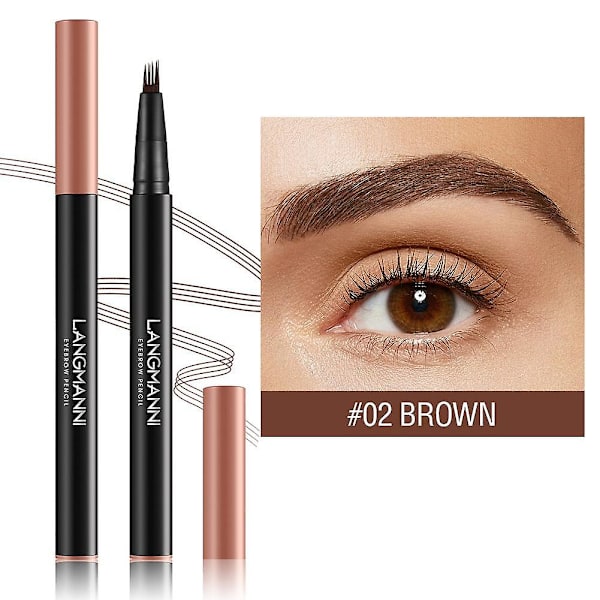 Magic Eyebrow Pencil, 2024 Opgradering Microblade Øjenbryn Pen Dobbelt-Endet Vandfast Light Coffee