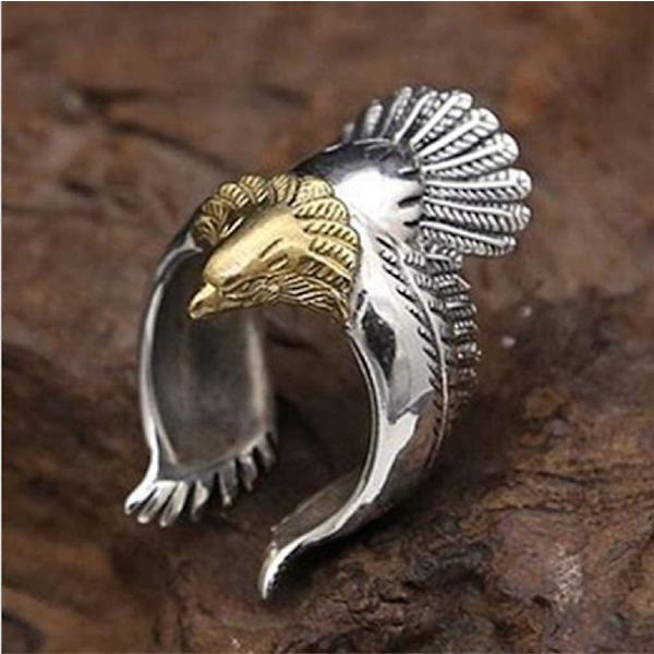 Unik neutral vintage silver eagle knight ring öppen gotisk punk stil män och kvinnor ring - -