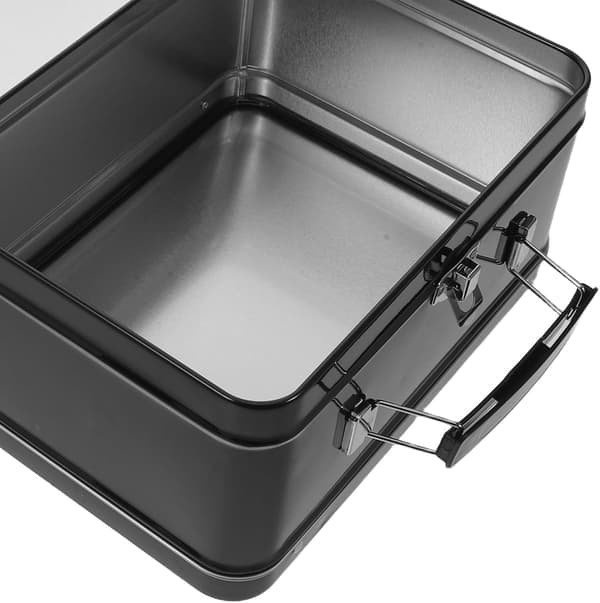 Matboks i blikk, oppbevaringsbeholder, rektangulær 8,5x6,5x3,5 tommer, multifunksjonell i metall