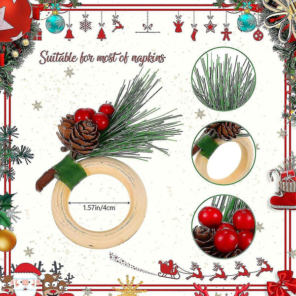 8 stykker julekongler Serviettringer Trehåndverk til piknik Hy