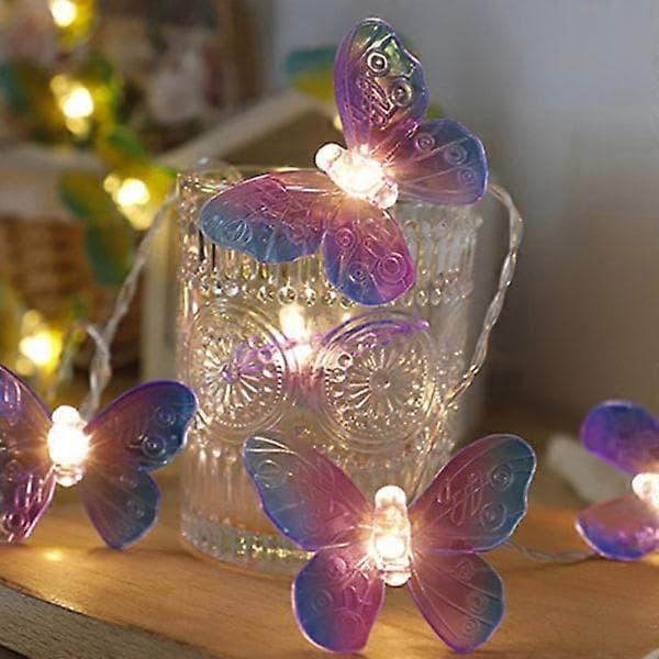 Sommerfugl LED Fairy Lys String Juledekorasjon Lys Transparent Yellow