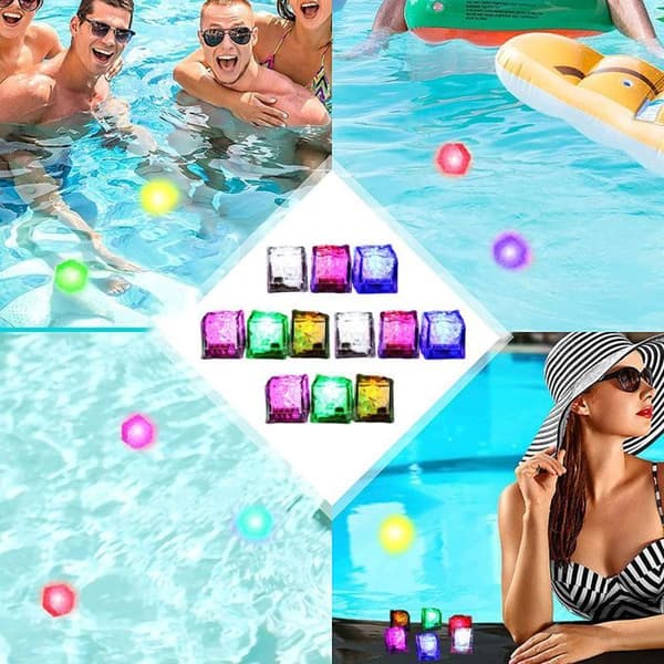 Lysende poollegetøj (LED dykkerpucks), sæt med 12 – Til børns bade eller poolfester