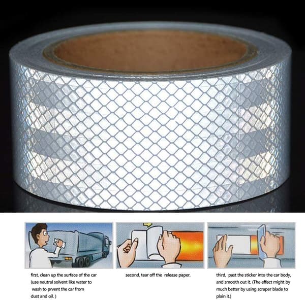 Reflekterende tape, hvit (2 ruller)