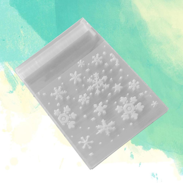 200 stk. Hvide Snefnug Plastpose Transparent Gaveposer Selvklæbende Forseglingspose Til Slik Cookie Dessert Emballage (10*10)