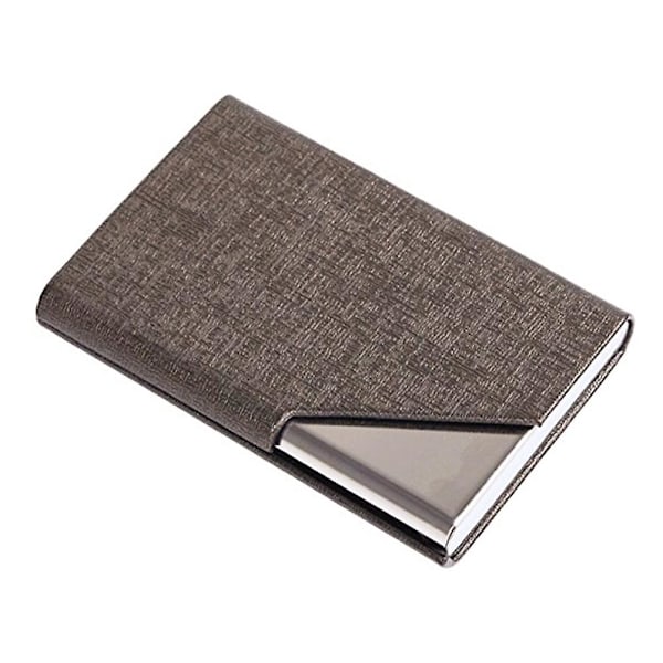 Bærbar rustfrit stål og læder visitkortholder kredit etui boks arrangør (kaffe guld)