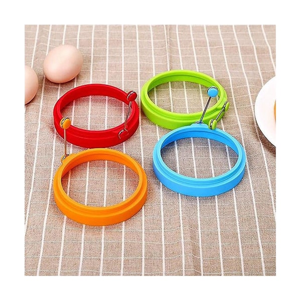 14 stykker syv-farget rund silikon eggemaskin pannekakeform verktøy posjert egg form egg ring form for