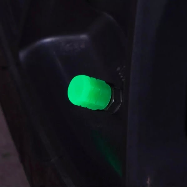 4x lysende ventilhætter til bilventil - grøn blå