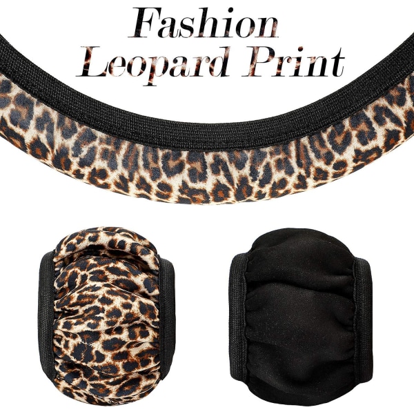 6 deler Leopard Print setetrekk og ratttrekk for de fleste bildekorasjoner