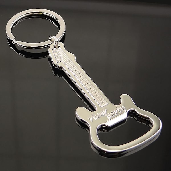 Fickformat Liten Metall Legering Ölflaskeöppnare Verktyg Gitarr Nyckelring Nyckelring Present