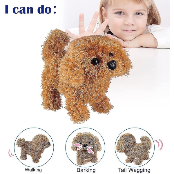 Plys Husky Hunde Toy Puppy Elektronisk interaktiv kæledyrshund - Gå, gøen, logrende hale, strækkende selskabsdyr til børn (puddelhund)