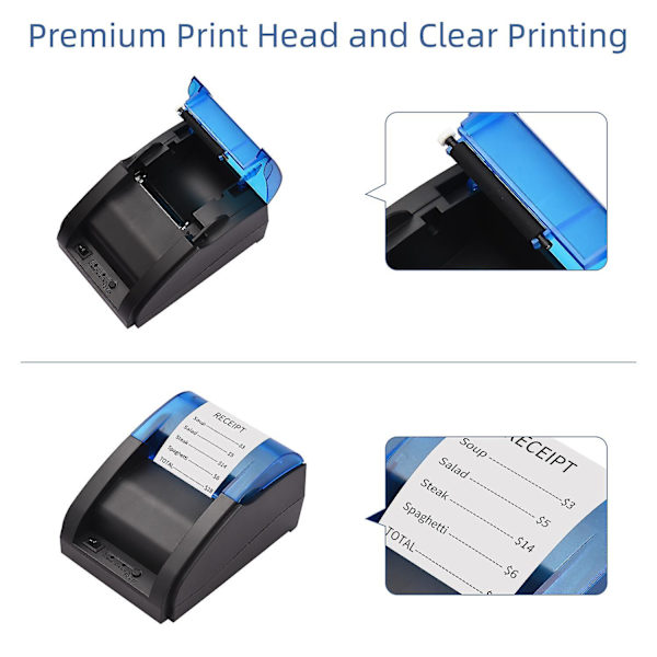 58mm Termisk Kvittoprinter USB & Bluetooth-anslutning