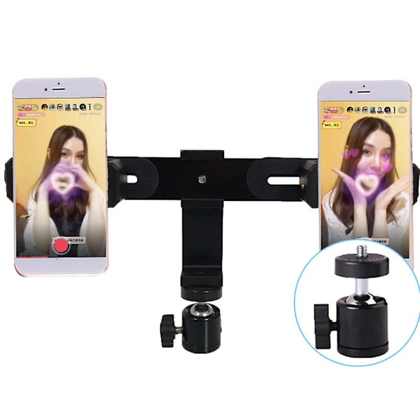 Influencers Internet Celebrity Dual Phone Holder til Selfie Stick Tripod