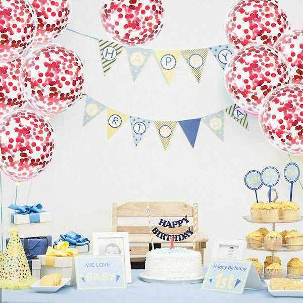 100 stk. Røde Konfettiballoner Latex Konfettiballoner Røde Festballoner Til Fødselsdagsfest Bryllup Forlovelse Jubilæum Baby Shower Graduering C