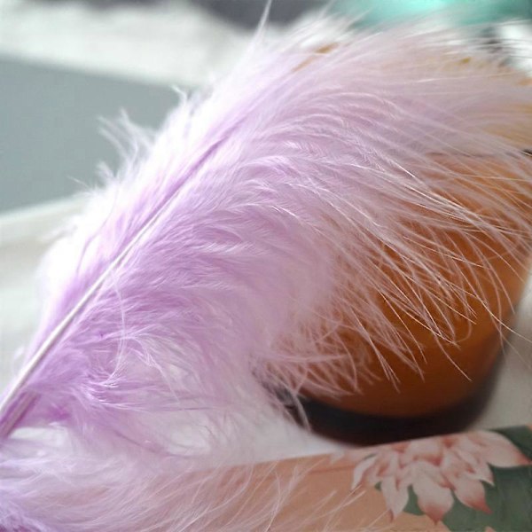 50 stk. Fluffy Tyrkisk Marabou Fjer 10-15 cm Tyrkiske Fjer Dekorationstilbehør Til Smykker Tøj Bryllupsfjer DIY Håndværk Purple Cashmere
