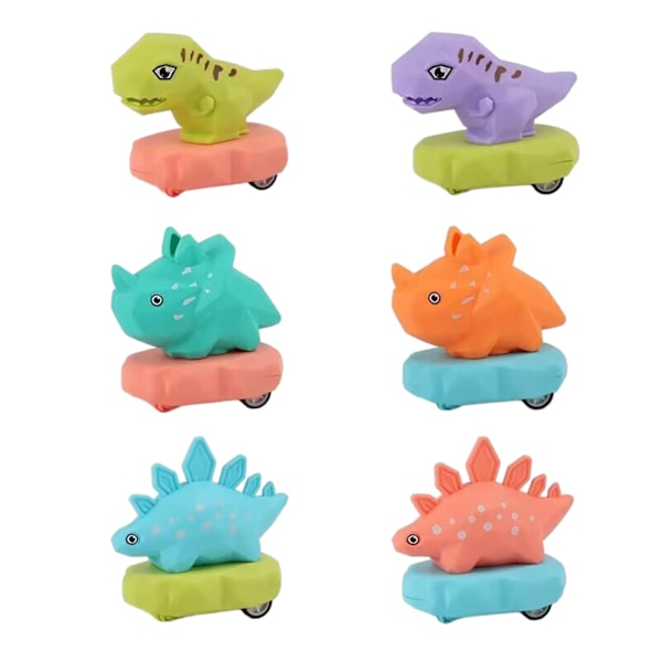 6 stk./sæt Dinosaur Træk Tilbage Bil Legetøj Intet Batteri Kræves Inertidrev Farverige Børn Småbørn Mini Dino Lastbil Køretøj Legetøjsmodel Figur Drenge Fødselsdag