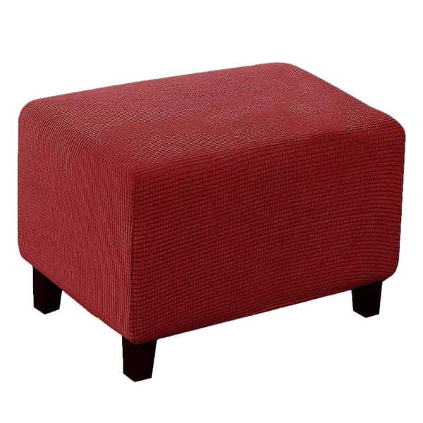 Blød Polyester Stretch Jacquard Skammelbetræk med Tern Moderne Rektangulær Fodskammel S Red