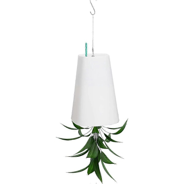 Ny Upp-och-ner Vändbar Blomkruka, Sky Planter, Hängande Blomkruka, Växtkruka med Vattenförvaring Dekoration för Trädgård Balkong Hem (Vit)